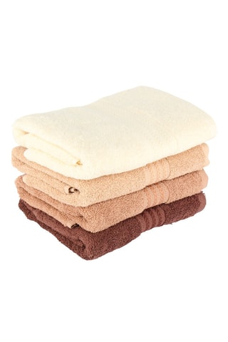 4 serviettes de toilette - Beige - 50 x 90 cm