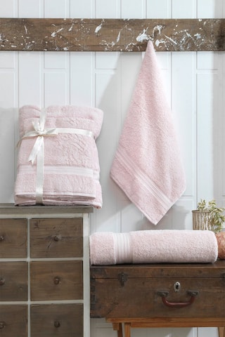 Serviette invité et drap de bain - Rose clair - 50 x 70 / 90 x 160 cm