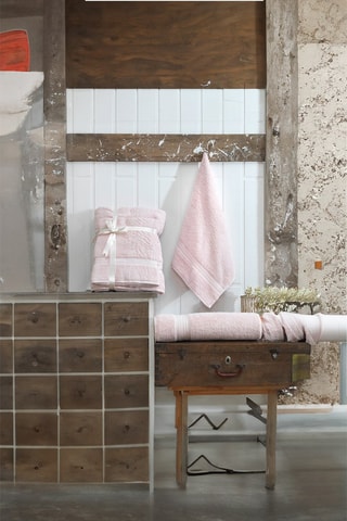 Serviette invité et drap de bain - Rose clair - 50 x 70 / 90 x 160 cm