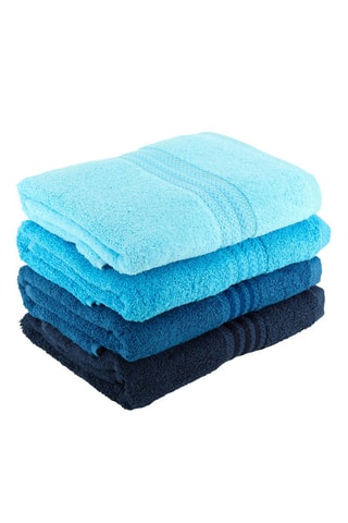 4 serviettes de toilette - Bleu - 50 x 90 cm