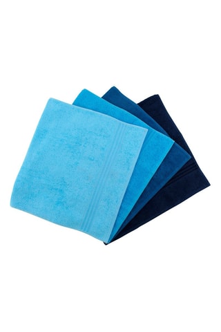 4 serviettes de toilette - Bleu - 50 x 90 cm