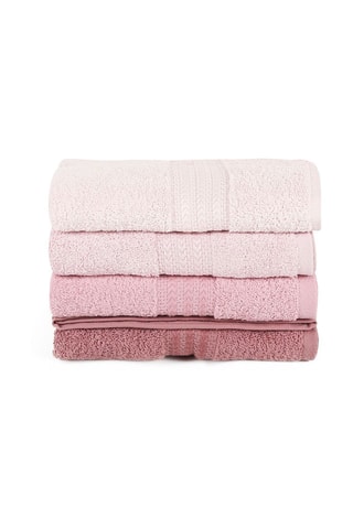 4 serviettes de toilette - Rose - 50 x 90 cm