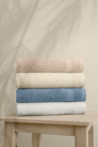 4 serviettes de toilette - Beige et blanc