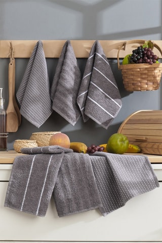 6 serviettes invité - Anthracite - 30 x 50 cm