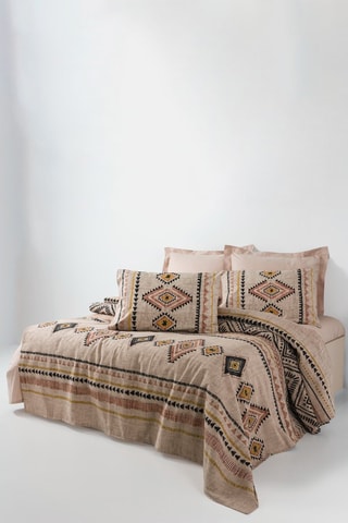 Couvre-lit Felix - Beige et rouge