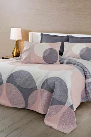 Couvre-lit - Gris et rose