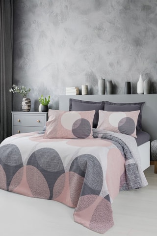 Couvre-lit - Gris et rose