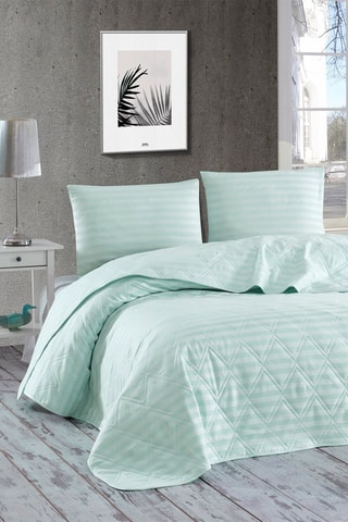 Ensemble couvre-lit en coton 48 fils/cm² - Vert et blanc