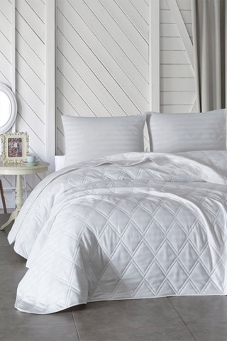 Ensemble couvre-lit en coton 48 fils/cm² - Blanc