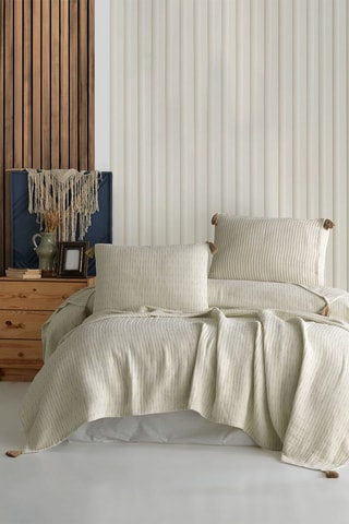 Ensemble couvre-lit en coton Hermès - Beige et crème