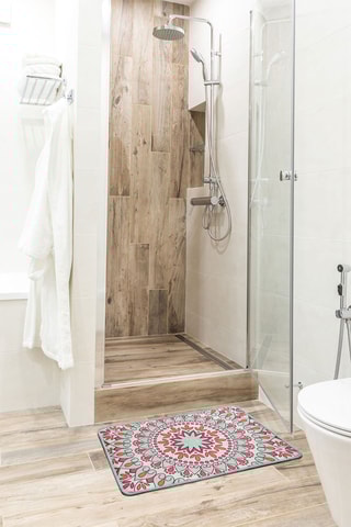 Tapis de bain - Bleu et rose - 40 x 60 cm