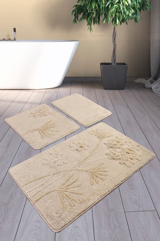 3 tapis de bain Orkide - Beige - 40 x 60 cm, 50 x 60 cm et 60 x 100 cm
