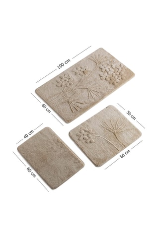 3 tapis de bain Orkide - Beige - 40 x 60 cm, 50 x 60 cm et 60 x 100 cm