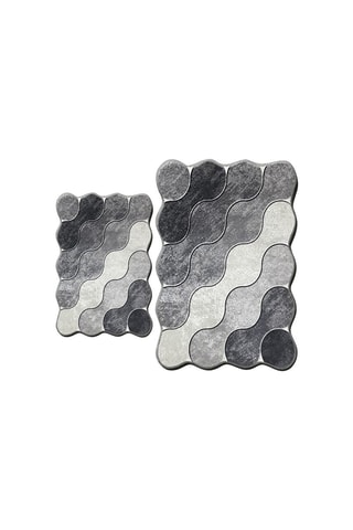 2 tapis de bain Circle - Gris - 60 x 100 / 50 x 60 cm