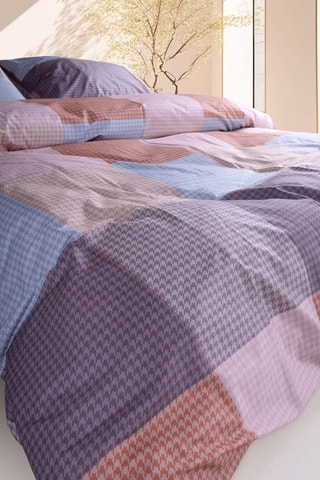 Parure de couette en coton 57 fils/cm² Roan - Bleu et marron
