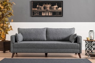 Canapé convertible Bella - Gris - 3 places - Couchage 150 x 190 cm