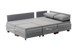 Canapé d'angle gauche convertible Fly - Anthracite - 3 places