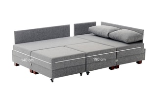 Canapé d'angle gauche convertible Fly - Crème - 3 places - Couchage 200 x 140 cm