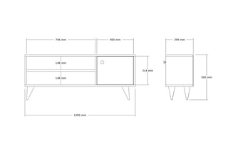 Meuble TV 1 abattant - 120 x 50 x 29 cm
