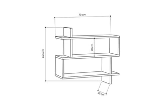 Etagère murale 3 niveaux Paralel - 70 x 65,5 x 22 cm