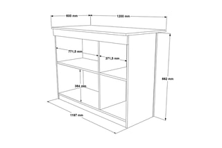 Ilot de cuisine 2 portes OR2-W - 120 x 88,2 x 60 cm