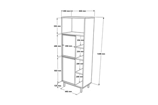 Meuble de rangement 2 portes - 60 x 161,6 x 35,5 cm