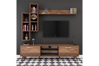 Meuble TV et 3 étagères murales - 180 x 48,6 x 35 / 133 x 15 x 15 / 2 étagères de 22,1 x 90 x 18,5 cm