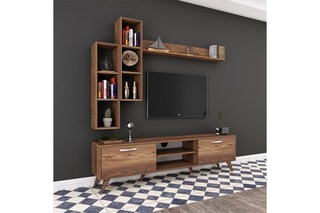 Meuble TV et 3 étagères murales - 180 x 48,6 x 35 / 133 x 15 x 15 / 2 étagères de 22,1 x 90 x 18,5 cm