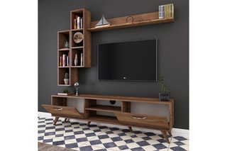 Meuble TV et 3 étagères murales - 180 x 48,6 x 35 / 133 x 15 x 15 / 2 étagères de 22,1 x 90 x 18,5 cm
