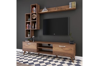 Meuble TV et 3 étagères murales - 180 x 48,6 x 35 / 133 x 15 x 15 / 2 étagères de 22,1 x 90 x 18,5 cm