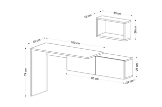 Bureau 2 portes Tiff - 74 x 145 x 45 cm