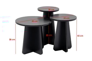 3 tables gigognes Lume  - 28 x 48 x 28 / 33 x 43 x 33 / 43 x 38 x 43 cm