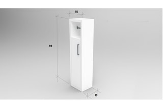 Meuble de salle de bain 1 porte - 15 x 13 x 70 cm