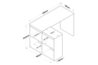 Bureau 4 niches Hattem - 120 x 74,8 x 96 cm