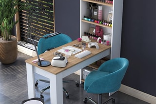 Bureau avec étagères intégrées Kalune - 120 x 153,6 x 53,8 cm