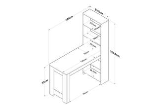 Bureau avec étagères intégrées Kalune - 120 x 153,6 x 53,8 cm