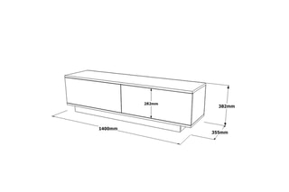 Meuble TV 2 abattants - 140 x 35,5 x 38,2 cm