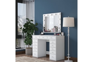 Table de maquillage - 120 x 81,6 x 44,5 cm / 90 x 71,8 x 15 cm