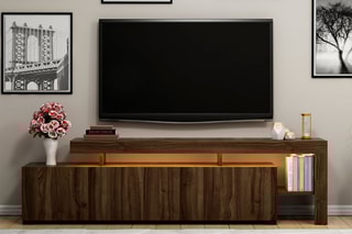 Meuble TV 2 portes et abattant Beliz - 192 x 53 x 37 cm