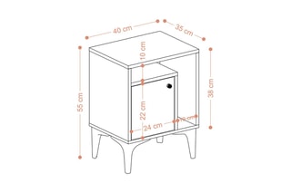 Table de chevet Nuno - 40 x 55 x 35 cm
