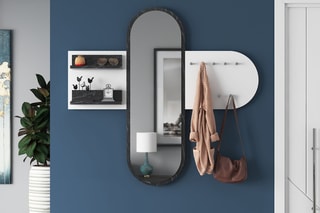 Vestiaire d'entrée avec miroir - 125 x 120 x 12 cm