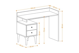 Bureau 2 tiroirs Puuk - 100 x 80 x 45 cm