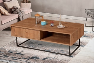 Table basse 1 tiroir Dale - 127 x 65 x 11 cm