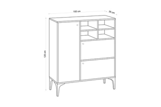 Meuble de rangement 3 portes - 100 x 35 x 125 cm