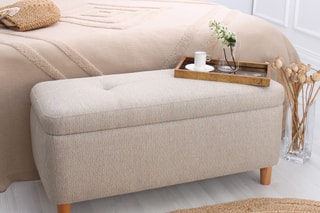Banc-coffre Rocio - Beige - Toucher velours