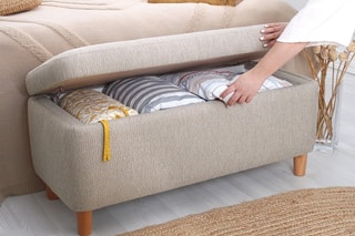 Banc-coffre Rocio - Beige - Toucher velours