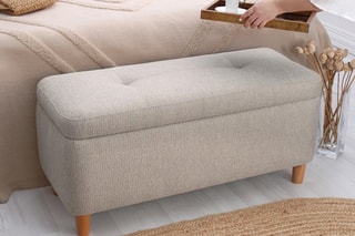 Banc-coffre Rocio - Beige - Toucher velours