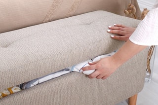 Banc-coffre Rocio - Beige - Toucher velours