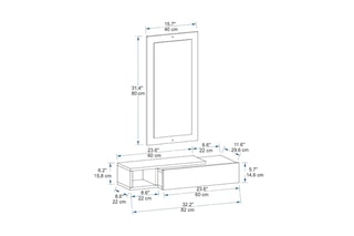 Meuble de couloir suspendu Vien - 82 x 15,8 x 29,6 cm