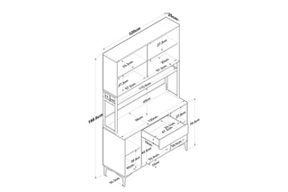 Buffet de cuisine JE127 -2984 - 120 x 198,6 x 38 cm